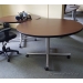 Espresso 48" Round Rolling Conference Meeting Table, Chrome Base